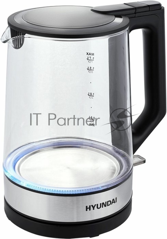 Чайник электрический Hyundai HYK-G8808 1.7л. 2200Вт черный/серебристый корпус: стекло