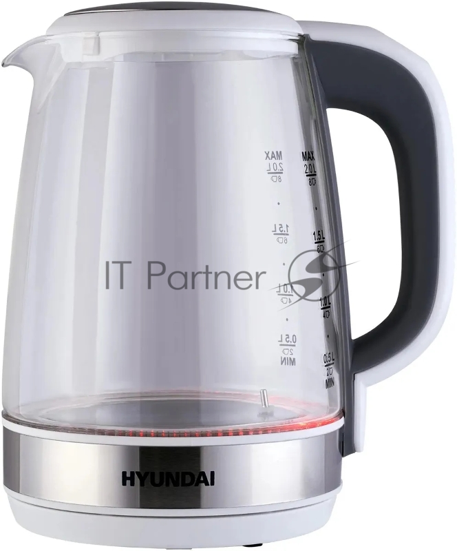 Чайник электрический Hyundai HYK-G8880 2л. 2200Вт серый/серебристый корпус: стекло