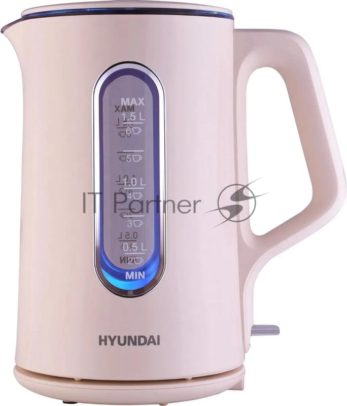 Чайник электрический Hyundai HYK-G8888 1.5л. 1700Вт кремовый/прозрачный корпус: стекло