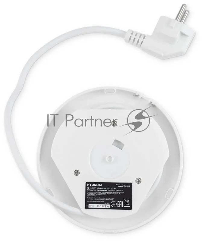 Чайник электрический Hyundai HYK-G9990 1.6л. 2000Вт белый/серебристый корпус: стекло