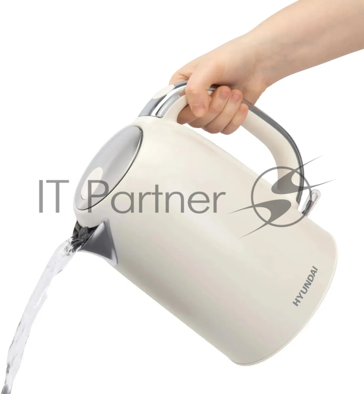 Чайник электрический Hyundai HYK-S9900 1.7л. 2200Вт молочный/серебристый корпус: металл