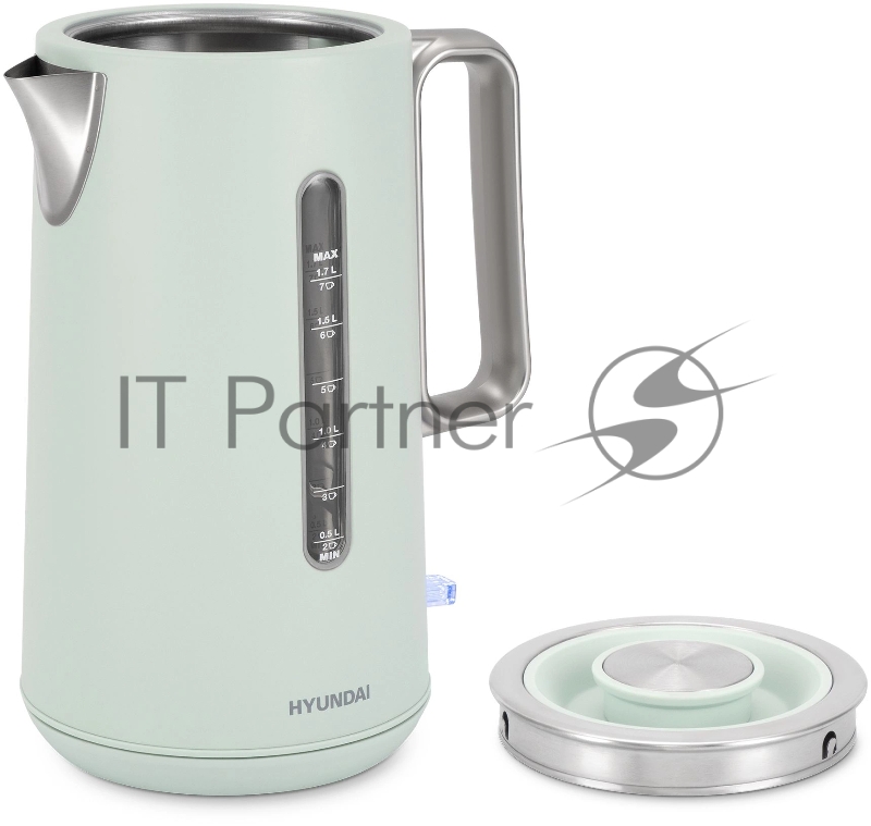 Чайник электрический Hyundai HYK-S9999 1.7л. 2200Вт светло-зеленый/серебристый корпус: металл
