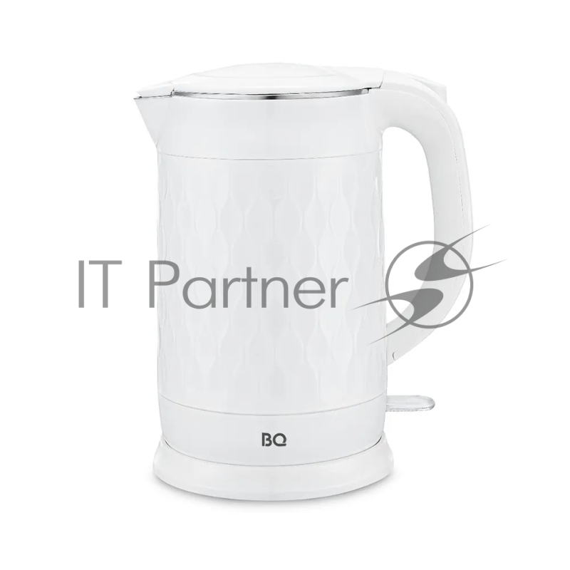 Чайник BQ KT1715P White. Мощность:1800 Вт/Объем 1,7л/ Двухслойный корпус, внутренная колба из нержавеющей стали препятствует соприкоснавению пластика с кипящей водой, внешняя поверхность выполнена из высококачественного пластика - корпус не нагревает