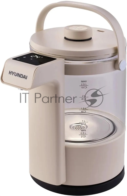Чайник электрический Hyundai HYK-G7700 2.5л. 2200Вт кремовый/черный корпус: стекло
