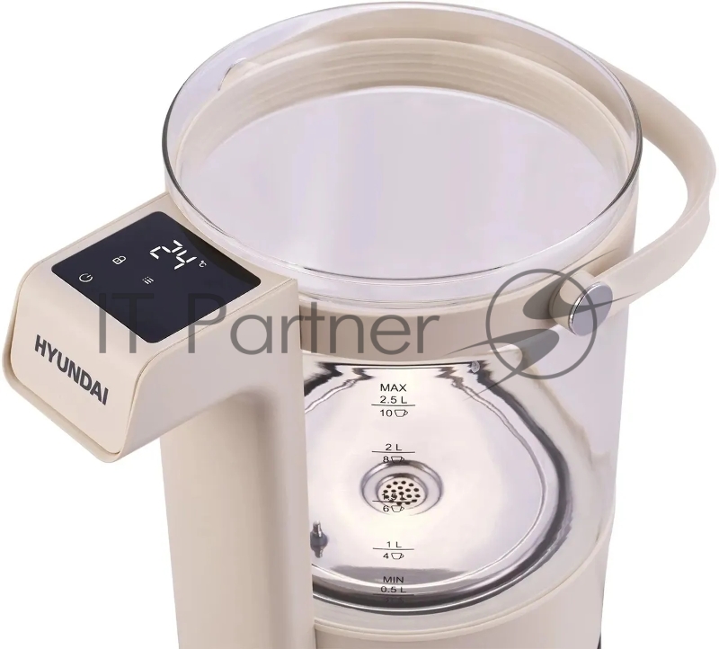 Чайник электрический Hyundai HYK-G7700 2.5л. 2200Вт кремовый/черный корпус: стекло
