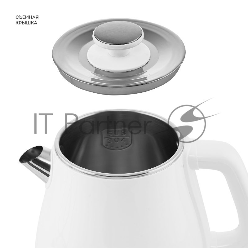 Чайник электрический GALAXY LINE GL 0331, белый, пластик, двойная стенка из нержавеющей стали AISI 304 и пищевого пластика, 2200 Вт, 1,8 л, индикатор работы