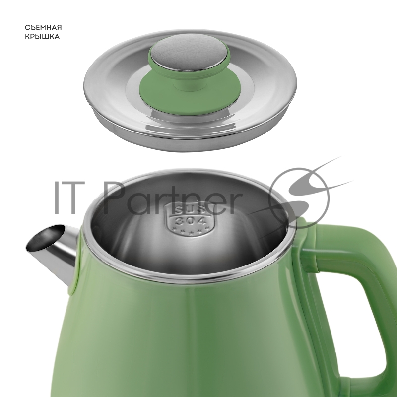 Чайник электрический GALAXY LINE GL 0331, зеленый, пластик, двойная стенка из нержавеющей стали AISI 304 и пищевого пластика, 2200 Вт, 1,8 л, индикатор работы