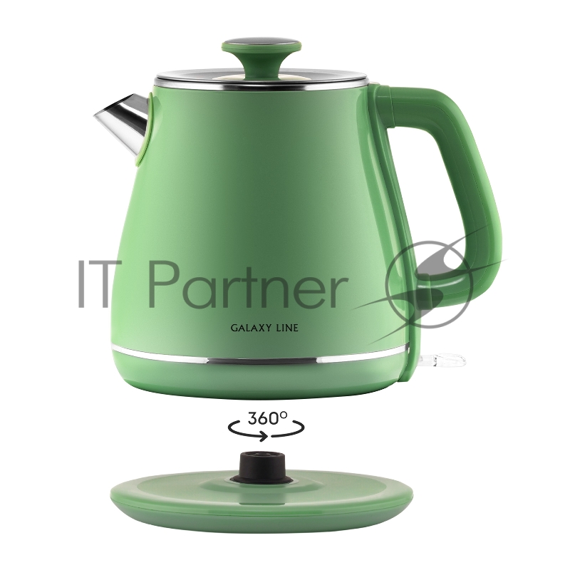 Чайник электрический GALAXY LINE GL 0331, зеленый, пластик, двойная стенка из нержавеющей стали AISI 304 и пищевого пластика, 2200 Вт, 1,8 л, индикатор работы