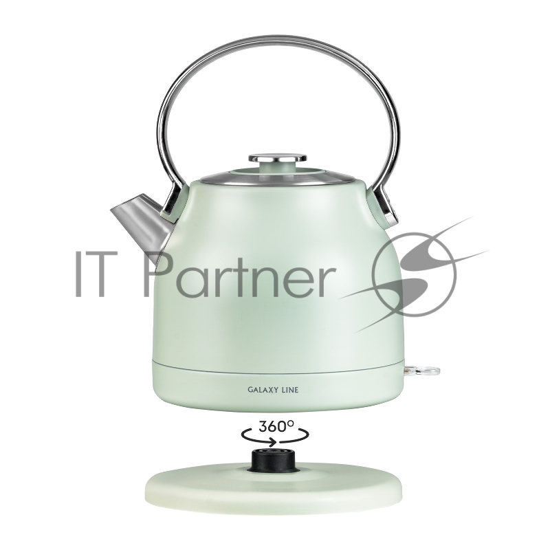 Чайник электрический GALAXY LINE GL 0333, мятный, металл, 2200 Вт, 1,5 л, стенка из нержавеющей стали AISI 304, индикатор работы, указатель максимального уровня воды