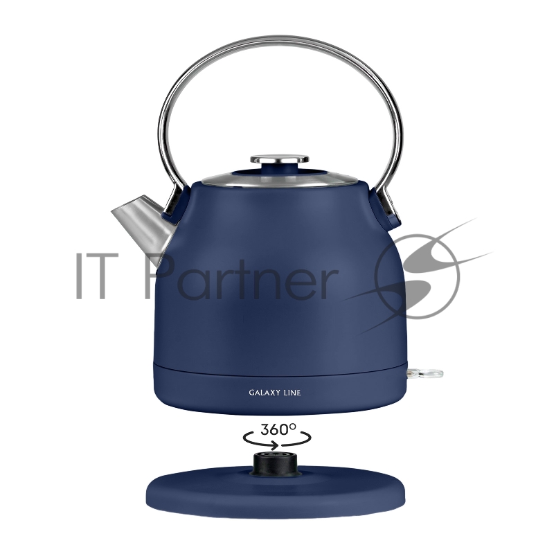 Чайник электрический GALAXY LINE GL 0334, синий, металл, 2200 Вт, 1,5 л, стенка из нержавеющей стали AISI 304, индикатор работы, указатель максимального уровня воды