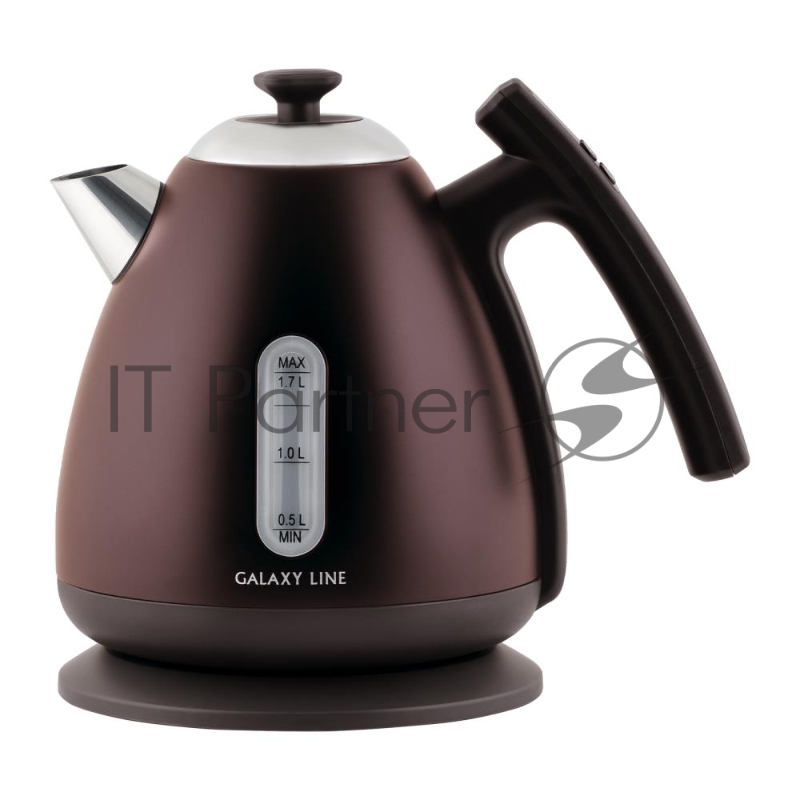 Чайник электрический GALAXY LINE GL 0343, горький шоколад, металл, 2200 Вт, 1,7 л, корпус из нержавеющей стали AISI 304, установка температуры от 40 до 100 °C, функция поддержания температуры, шкала уровня воды, съемная крышка