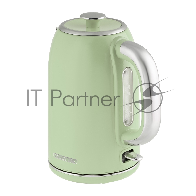 Чайник электрический GALAXY LINE GL 0344, райская олива, металл, 2200 Вт, 1,7 л, корпус из нержавеющей стали AISI 304, STRIX контроллер, шкала уровня воды