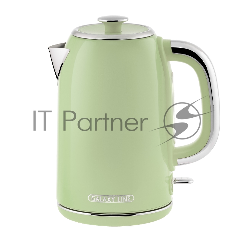 Чайник электрический GALAXY LINE GL 0344, райская олива, металл, 2200 Вт, 1,7 л, корпус из нержавеющей стали AISI 304, STRIX контроллер, шкала уровня воды