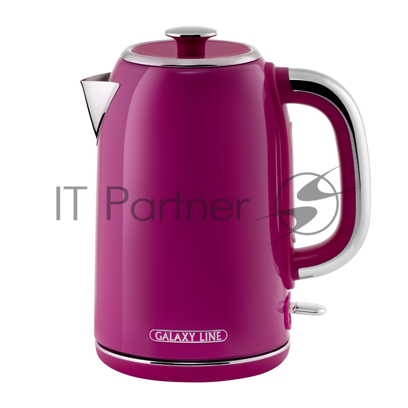 Чайник электрический GALAXY LINE GL 0346, малиновый джем, металл, 2200 Вт, 1,7 л, корпус из нерж. стали AISI 304, STRIX контроллер, шкала уровня воды