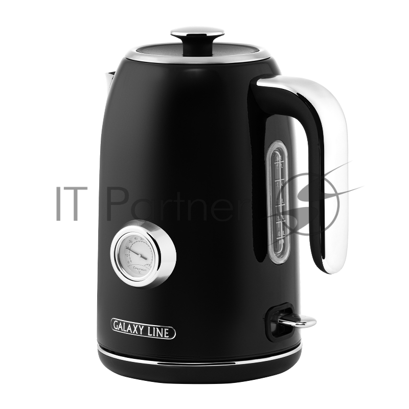 Чайник электрический GALAXY LINE GL 0350, магия черного, металл, 2200 Вт, 1,7 л, корпус из нерж. стали AISI 304, STRIX контроллер, термометр, шкала уровня воды