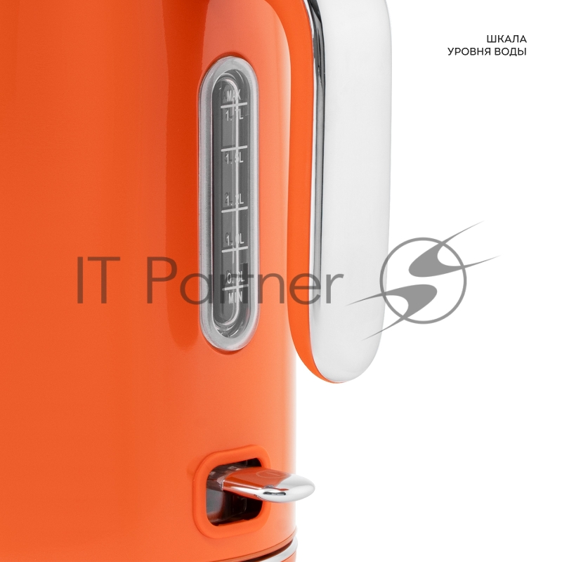 Чайник электрический GALAXY LINE GL 0351, апельсиновый фреш, металл, 2200 Вт, 1,7 л, корпус из нерж. стали AISI 304, STRIX контроллер, термометр, шкала уровня воды
