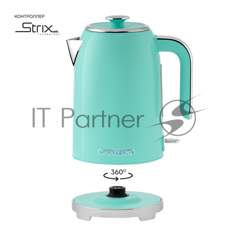Чайник электрический Galaxy Line GL 0347 1.7л. 2200Вт бирюзовый корпус: нерж.сталь (ГЛ0347Л)