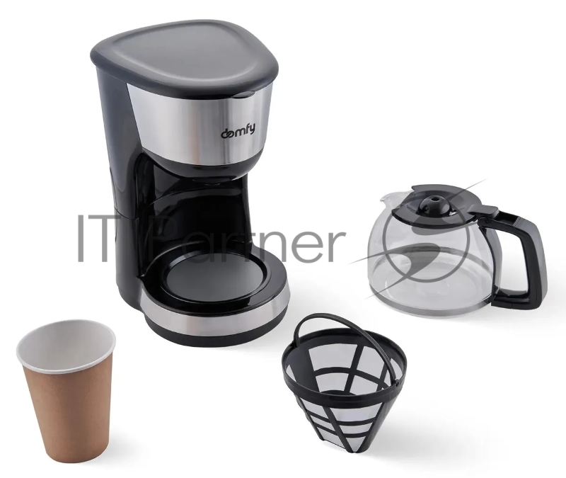 Кофеварка капельная Domfy metal DSM-CM301 1000Вт черный/серебристый