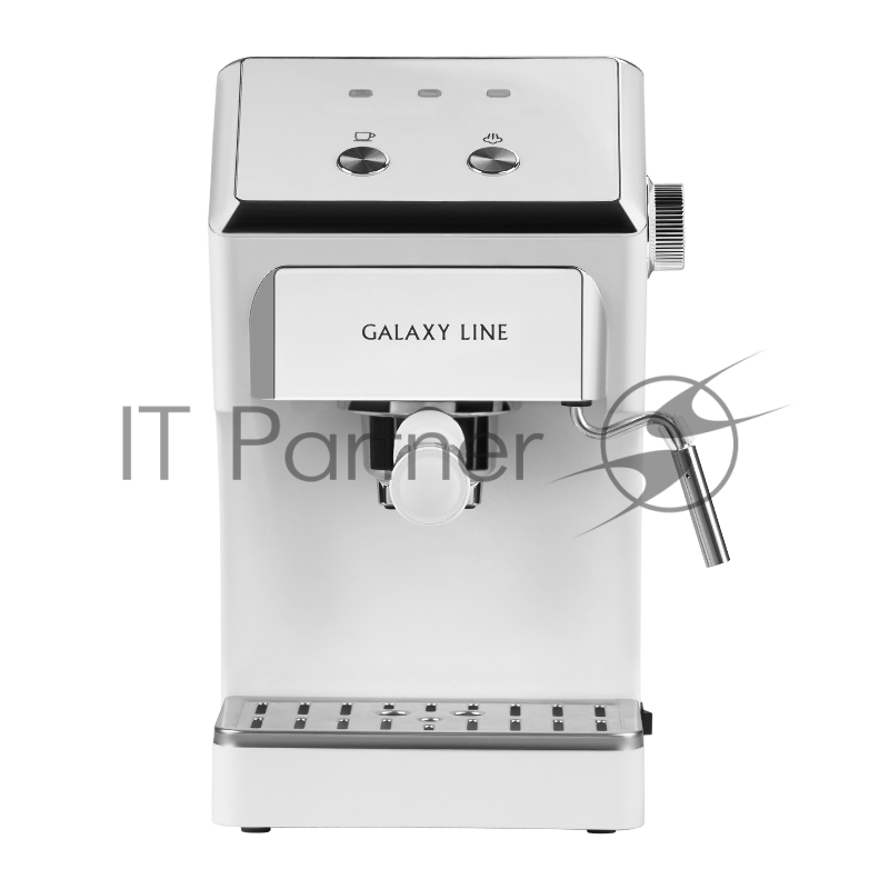 Кофеварка электрическая GALAXY LINE GL 0756, белый, 20 бар, 1500 Вт, 1,5 л, регулятор интенсивности подачи пара, съемный резервуар для воды, съемный контейнер для кофе из нержавеющей стали, капучинатор, 2 шт. фильтр из нержавеющей стали, мерная ложка