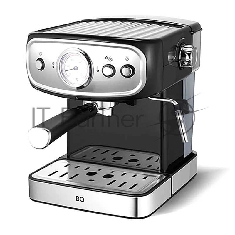 Кофеварка эспрессо BQ CM1006 Black-Steel, Мощность 850 Вт, Давление 15 бар, Объем 1.5 л, Система SafeFlap.