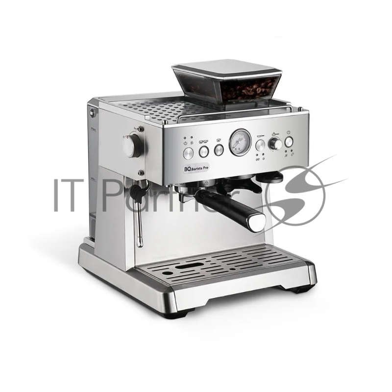 Кофейная станция BQ CM5001 Steel-Black, Давление 15 бар, Мощность 1550 Вт, Съемный резервуар для воды 2.3 л. 200 гр объем кофемолки, Точный контроль давления, Функция предсмачивания и программирования объема напитка. Для более полной передачи кофейно