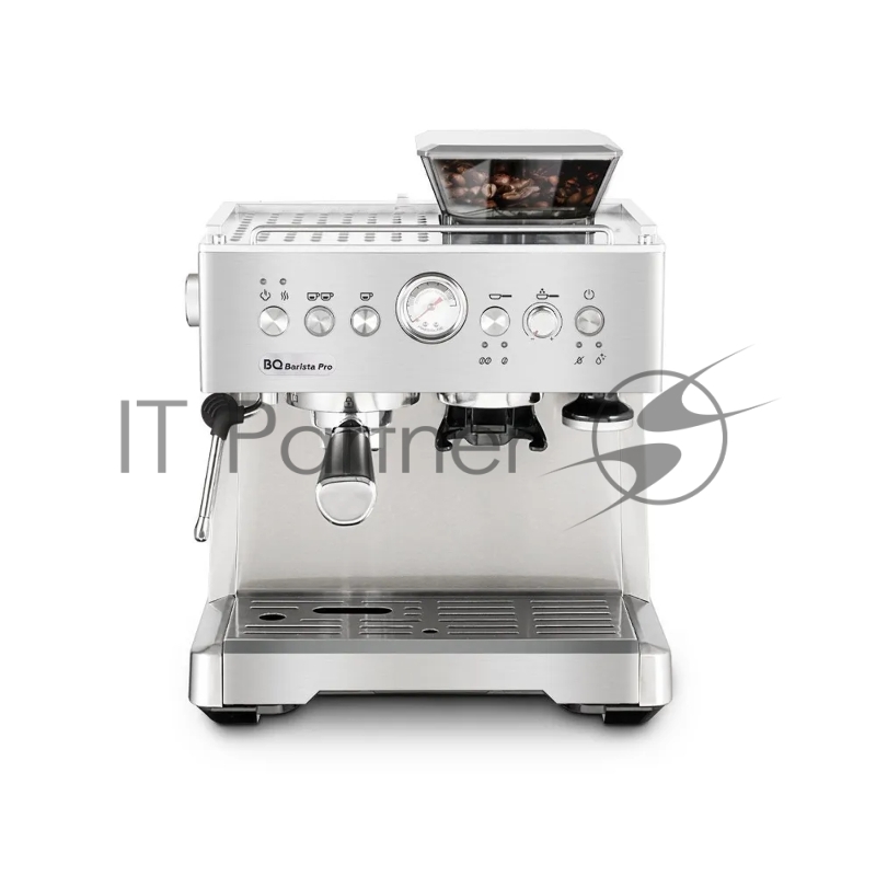 Кофейная станция BQ CM5001 Steel-Black, Давление 15 бар, Мощность 1550 Вт, Съемный резервуар для воды 2.3 л. 200 гр объем кофемолки, Точный контроль давления, Функция предсмачивания и программирования объема напитка. Для более полной передачи кофейно