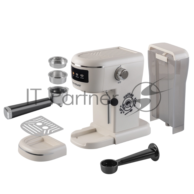 Кофеварка рожкового типа электрическая Endever Costa-1096, объем-1л, цвет белый, мощность 1400 Вт, давление 15 бар, 1 шт/уп