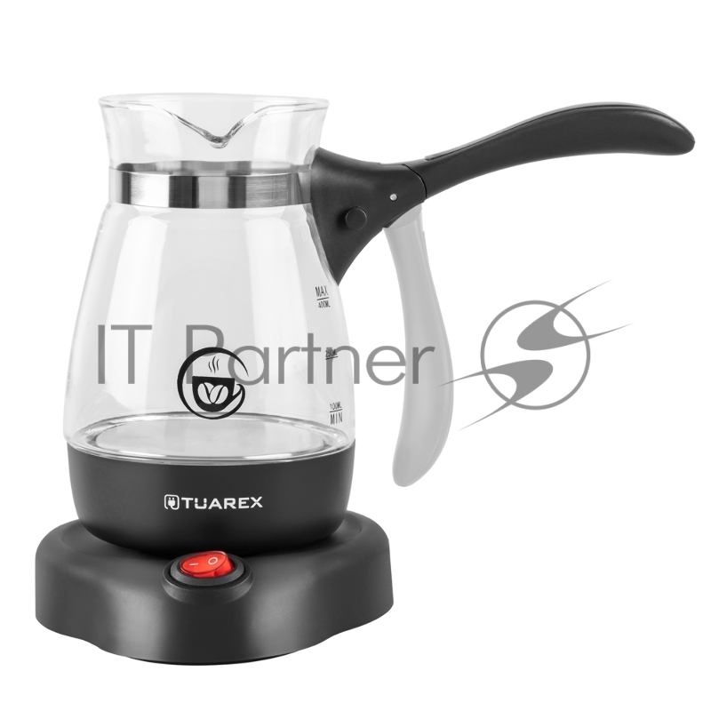 Кофеварка-турка Tuarex TK-1240 электрическая, цвет черный, мощность 600 Вт, объем 0,4 л, корпус стекло, 36 шт/уп.