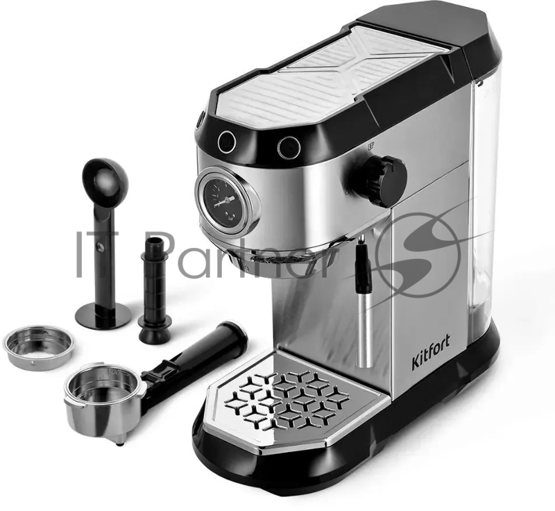 Кофеварка рожковая Kitfort КТ-7194 1450Вт нержавеющая сталь/черный