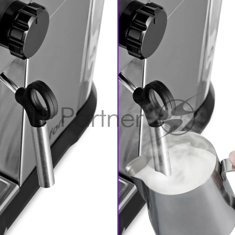 Кофеварка рожковая Kitfort КТ-7194 1450Вт нержавеющая сталь/черный