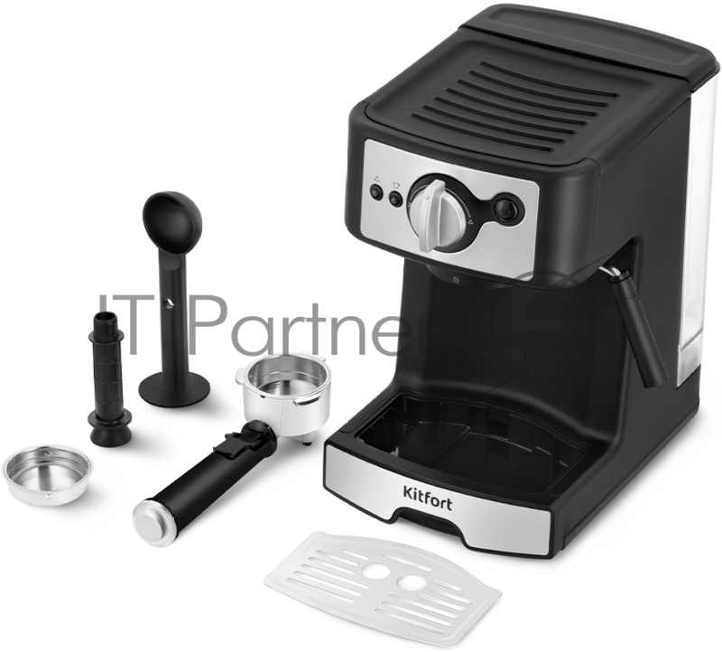 Кофеварка рожковая Kitfort КТ-7195 1450Вт черный/нержавеющая сталь