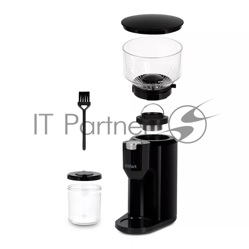 Кофемолка Kitfort КТ-7117 150Вт сист.помол.:жернова вместим.:200гр черный