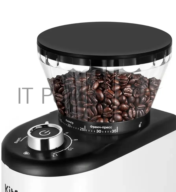 Кофемолка Kitfort КТ-7205 200Вт сист.помол.:жернова вместим.:250гр белый/черный