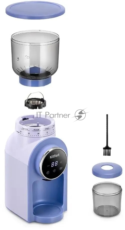 Кофемолка Kitfort КТ-7210 160Вт сист.помол.:жернова вместим.:275гр лавандовый