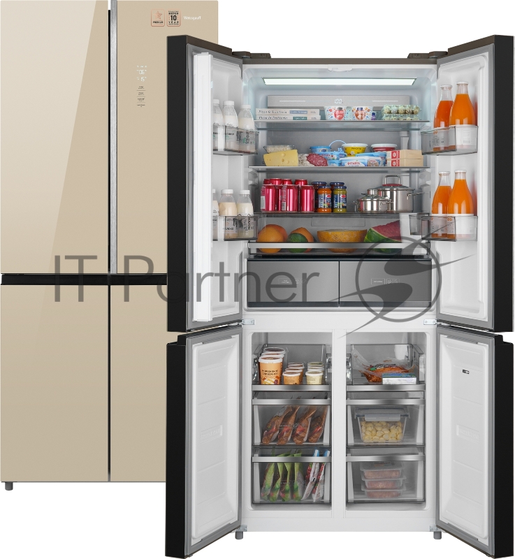 Холодильник WEISSGAUFF WCD 590 INVERTER NO FROST GOLD GLASS