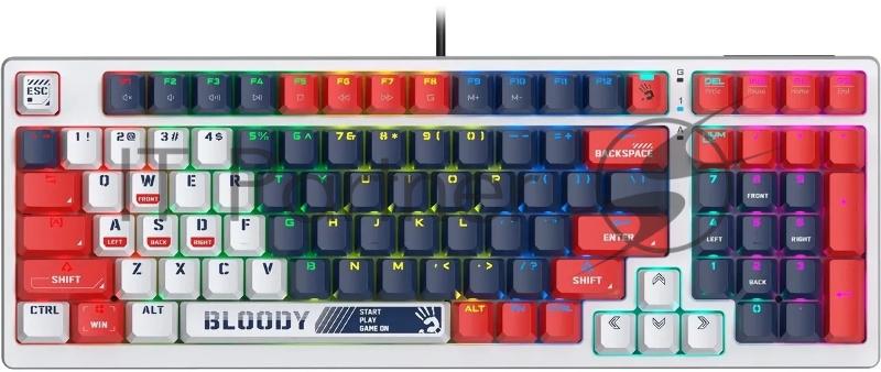 Клавиатура A4Tech Bloody S98 Sports Navy BLMS Plus механическая синий/белый USB for gamer LED (S98 SPORTS NAVY BLMS RED PLUS)