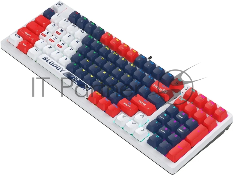 Клавиатура A4Tech Bloody S98 Sports Navy BLMS Plus механическая синий/белый USB for gamer LED (S98 SPORTS NAVY BLMS RED PLUS)