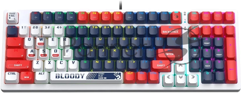 Клавиатура A4Tech Bloody S98 Sports Navy BLMS Plus механическая синий/белый USB for gamer LED (S98 SPORTS NAVY BLMS RED PLUS)