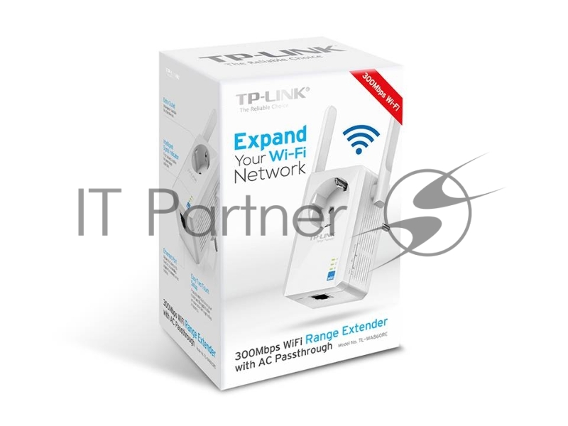 Сетевой адаптер TP-Link SOHO TL-WA860RE 300Mbps Wireless N Wall Plugged Range Extender with AC Passthrough, QCA(Atheros), 2T2R, 2.4GHz, 802.11b/g/n, 1 10/100Mbps LAN port, Range Extender button, Range Extender mode, suppo поставляется без кабеля RJ-