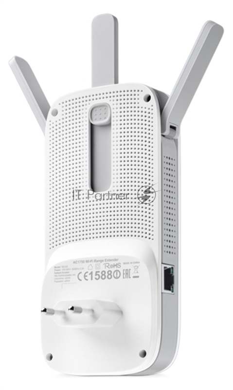 Повторитель беспроводного сигнала TP-Link SOHO RE450 10/100/1000BASE-TX/Wi-Fi белый поставляется без кабеля RJ-45