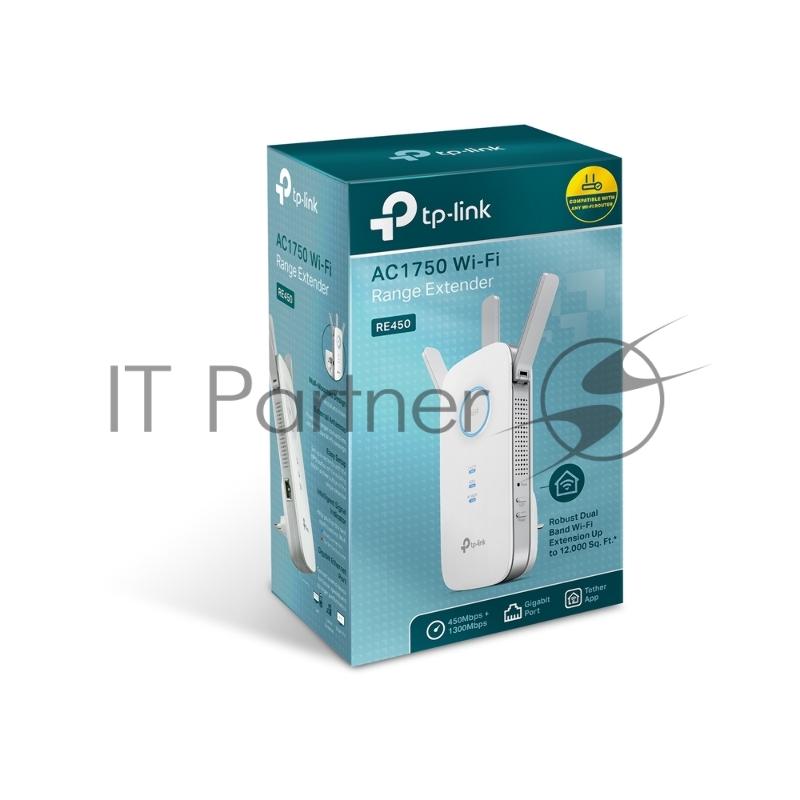Повторитель беспроводного сигнала TP-Link SOHO RE450 10/100/1000BASE-TX/Wi-Fi белый поставляется без кабеля RJ-45