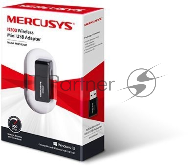 Сетевой адаптер USB2.0 адаптер Mercusys MW300UM, 300Мбит/с, компактный