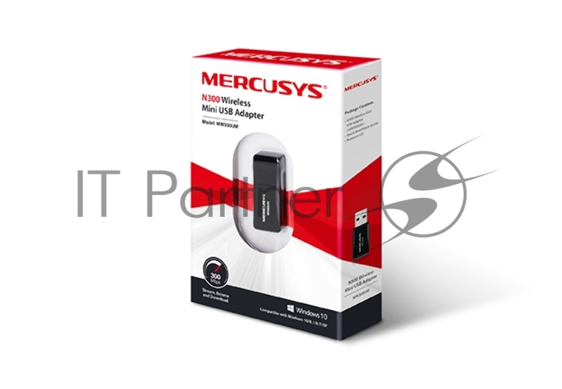 Сетевой адаптер USB2.0 адаптер Mercusys MW300UM, 300Мбит/с, компактный