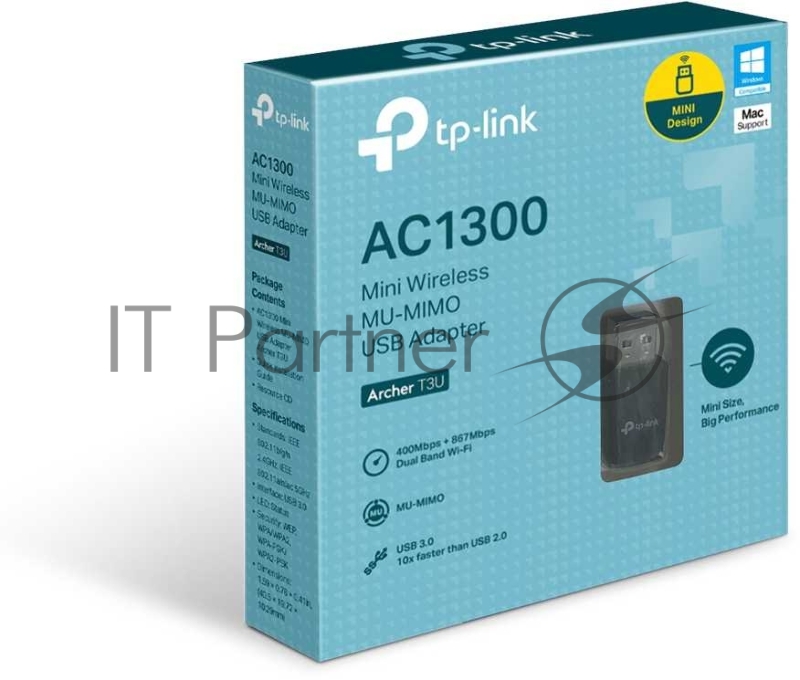 Адаптер TP-LINK Archer T3U AC1300 Мини Wi-Fi MU-MIMO USB-адаптер