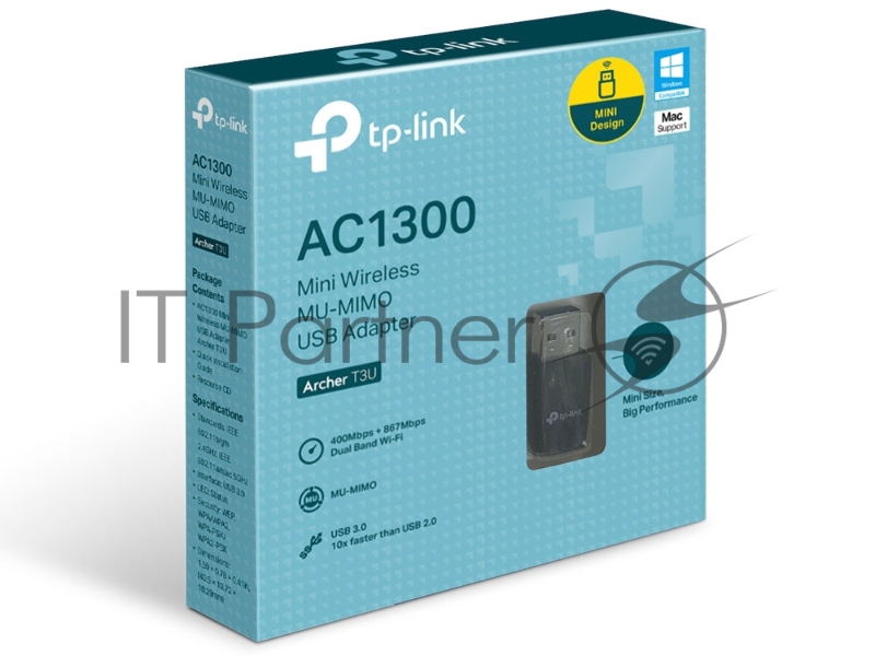 Адаптер TP-LINK Archer T3U AC1300 Мини Wi-Fi MU-MIMO USB-адаптер