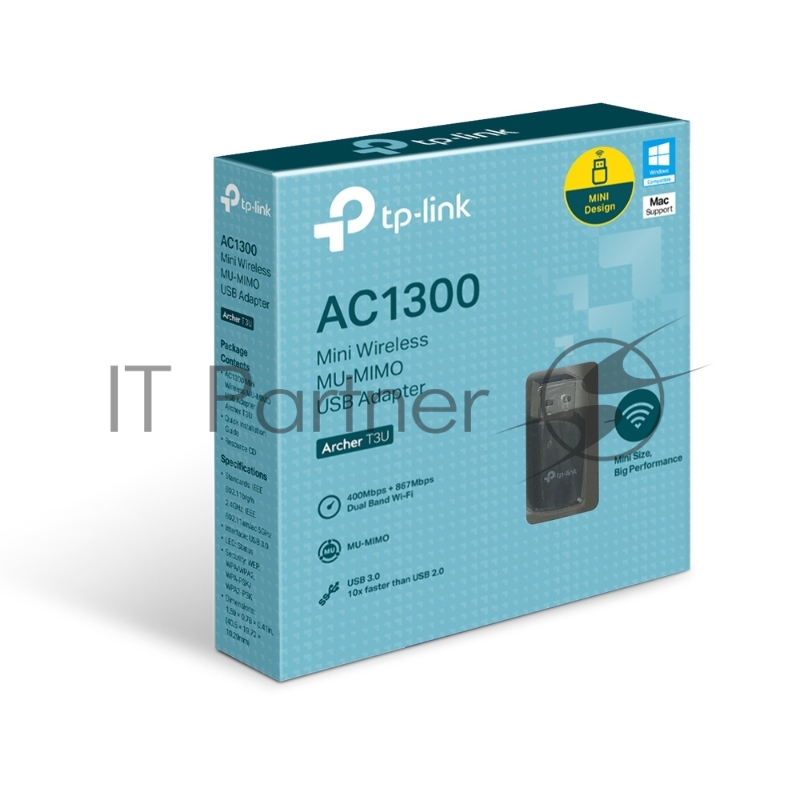 Адаптер TP-LINK Archer T3U AC1300 Мини Wi-Fi MU-MIMO USB-адаптер