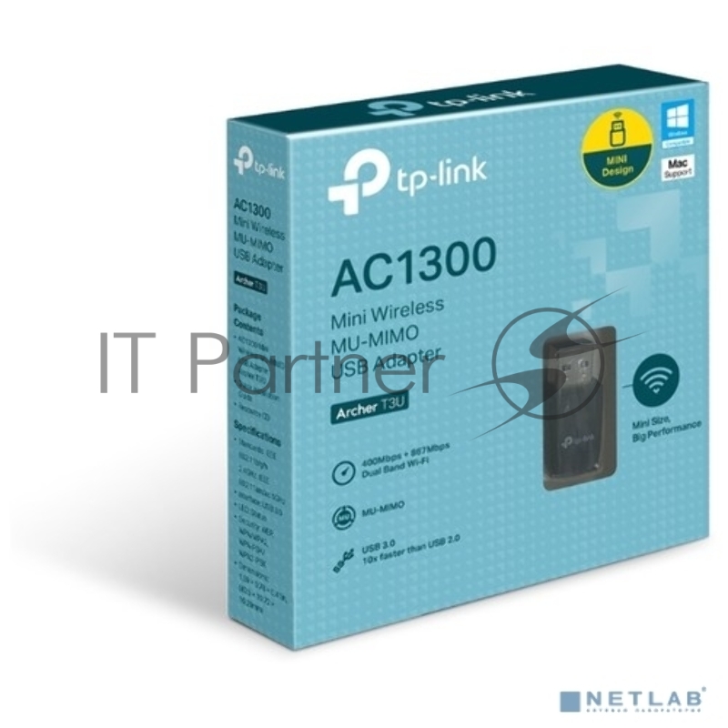 Адаптер TP-LINK Archer T3U AC1300 Мини Wi-Fi MU-MIMO USB-адаптер