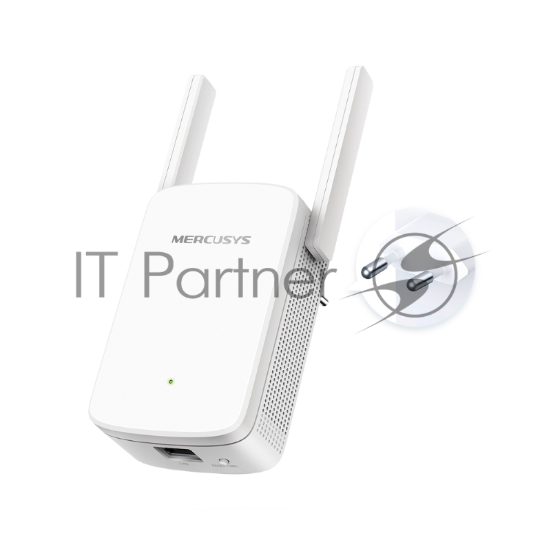 Усилитель сигнала Mercusys ME30 AC1200 Wi-Fi Range Extender, 300 Mbps at 2.4 GHz + 867 Mbps at 5 GHz, 1 x 10/100 LAN, 2× Fixed External Antennas, Wall Plugged, WPS/Reset Button, Signal Indicator, Range Extender/Access Point mode, Adaptive Path Select