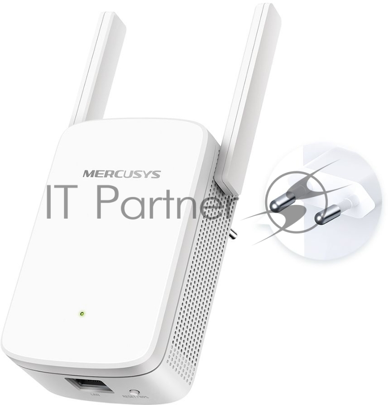 Усилитель сигнала Mercusys ME30 AC1200 Wi-Fi Range Extender, 300 Mbps at 2.4 GHz + 867 Mbps at 5 GHz, 1 x 10/100 LAN, 2× Fixed External Antennas, Wall Plugged, WPS/Reset Button, Signal Indicator, Range Extender/Access Point mode, Adaptive Path Select