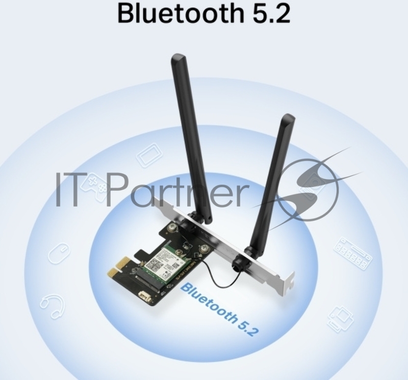 Сетевой адаптер Wi-Fi + Bluetooth Mercusys MA80XE AX3000 PCI Express (ант.внеш.несъем.) 2ант.